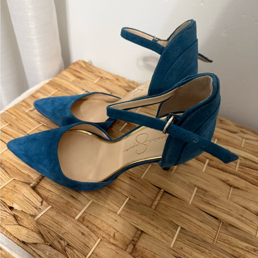 Jessica Simpson Blue Stiletto Heels with Ankle Strap - Picture 3 of 5
